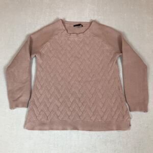 Cyrus Pink Geometric Textured Knit Pink Sweater Large